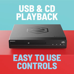 Compact DVD Player with Included HDMI | Multi Region Disc Playback | 1080P HD Upscaling | HDMI, RCA, & AV Connectivity | USB, MP3, & CD Playback | Easy Use Remote Control Included | Oakcastle DVD100
