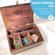 Load image into Gallery viewer, Sheshan Wooden Desktop Organizer with Four Compartments and Hinged Lid – Stylish Storage Box for Office or Home