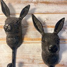Load image into Gallery viewer, Pair of Sturdy Wall-Mounted Cast Iron Rabbit Head Hook Hanger for Hats, Coats, Clothes - Ideal for Kitchen, Bathroom, Bedroom, Office