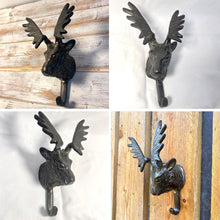Load image into Gallery viewer, Wall-Mounted Cast Iron Deer Head Hook for Hats, Coats, Durable and Stylish