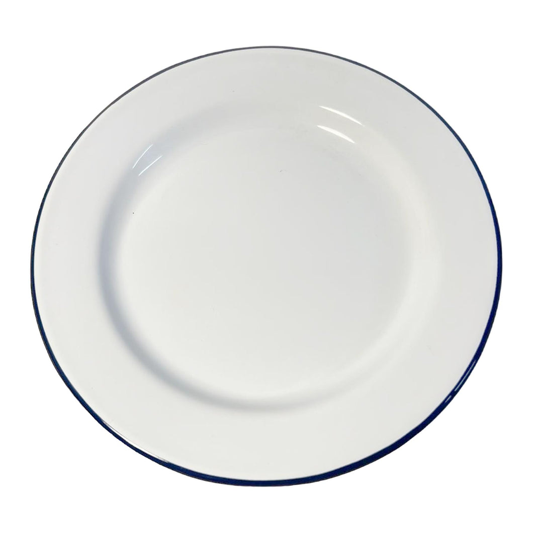 26CM WHITE ENAMEL DINNER PLATE | Meal plate | Enamel plate | Large deep plate | Traditional dinner plate | Kitchen plate for pies, sides and dinner | 26cm diameter with 2.5cm depth