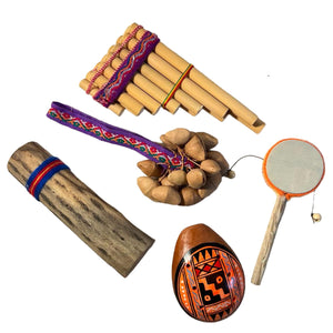 Rainforest Rhythm set of instruments | South America Musical instruments | Handmade instruments | Rainforest sounds | Musical gift box for adults and children | Instruments for schools | 5 instruments included