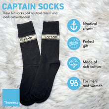 Load image into Gallery viewer, CAPTAIN PAIR OF SOCKS | Sailing Gift | Gifts for boat owners | Nautical socks | Cotton rich | Adult Size UK 6-12 EU 39-46