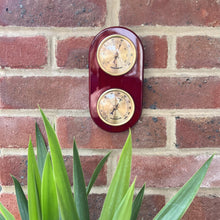Load image into Gallery viewer, Wooden Barometer & Thermometer | Weather station wall room indoor thermometer | 19cm x 10cm | Two dials – one for temperature and one for humidity