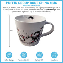 Load image into Gallery viewer, Puffin Group Mug, 100% Bone China, Gift for Nature Lovers, Coastal Home Decor