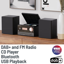 Load image into Gallery viewer, Majority Oakcastle HIFI200 CD PLAYER WITH BLUETOOTH AND DAB+ RADIO | Built-in 60 Watt 2.0 Speakers, Compact Hifi Stereo System | AUX, MP3, Custom EQ, Remote Control, USB