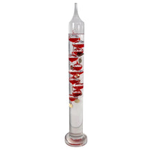 Load image into Gallery viewer, 44cm Tall Free Standing Galileo Thermometer with Ten Floating Red Globes | Measures temperatures from 16 Degrees Centigrade to 35 Degrees | Also in Fahrenheit | Weather Station | Water Thermometer