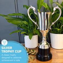 Load image into Gallery viewer, The 30cm Silver Trophy Cup – Aluminium with a Contrasting Black Base