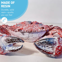 Load image into Gallery viewer, Hand-Painted Resin Crab Ornament, 28cm Wide – Unique Nautical Decor Gift