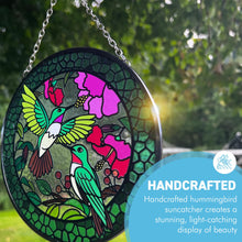 Load image into Gallery viewer, Hummingbird Design Stained Glass Suncatcher - 6-Inch Window Art Decoration