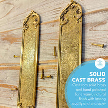 Load image into Gallery viewer, The Arcadia Finger Plates – A Pair of Slim Solid Brass Door Push Plates