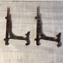 Load image into Gallery viewer, Pair of Large 10 inch Metal Easel Antique Copper Finish | Plate holder | Display stand | Metal Frame Holders for Photo Pictures Decorative Plate Dish | 25cm (H) x 15cm  (Deep) | Picture Easel |Wedding tables