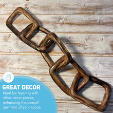 Load image into Gallery viewer, Rustic Wooden rectangular 5-Link Chain Ornament for Home Decor, Ideal for Living Room, Shelf, and Coffee Table Decoration