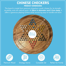 Load image into Gallery viewer, 𝟯𝟴𝗖𝗠 𝗪𝗢𝗢𝗗𝗘𝗡 𝗖𝗛𝗜𝗡𝗘𝗦𝗘 𝗖𝗛𝗘𝗖𝗞𝗘𝗥𝗦 𝗚𝗔𝗠𝗘 | Traditional Chinese Chequers / Halma Style Board with Wooden Pieces | Classic Family Strategy Game Set