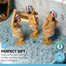 Load image into Gallery viewer, Set of 3 CUTE OLD DEARS resin FIGURINES | Seaside ornament | bathroom ornaments | beach figurine | 15cm (H) | Swimmer | Old Deer | Timeless Treasures