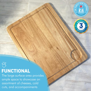 LARGE HEVEA WOOD CHOPPING BOARD | Cutting board | Meat board | Kitchen essential | Wooden bread board | Charcuterie board | Serving platter | Solid wood chopping board | 40cm (L) x 30cm (W)