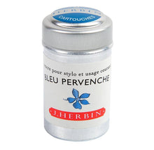 Load image into Gallery viewer, J. Herbin Bleu Pervenche Fountain Pen Ink Cartridges Tin, 6 International Standard Short Cartridges, Hand-Finished Collectable Tin, Made in France