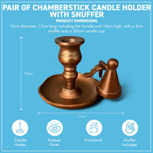 Load image into Gallery viewer, Pair of Wee Willie Winkie Chambersticks – Brass with Snuffers