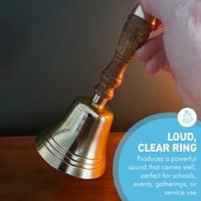 Load image into Gallery viewer, Elegant 18cm Aluminium Library Hand Bell with Antique Brass Finish and Wooden Handle