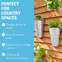 Load image into Gallery viewer, The Country Wall Planters – A Set of Two Vintage Style Galvanised Metal Hanging Baskets