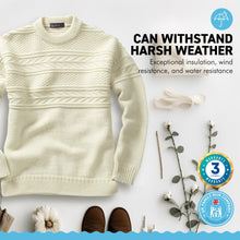 Load image into Gallery viewer, Pure British Wool Guernsey Sweater | Large | Ecru neutral colour | 100% British wool with a traditional textured pattern | Crew neck | Fisherman jumper | Tight knit weave