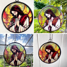Load image into Gallery viewer, 3-Inch Stained Glass Suncatcher with Jesus Design - Decorative Hanging Art for Windows or Gifts