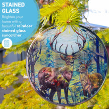Load image into Gallery viewer, 6-Inch Stained Glass Suncatcher with Reindeer Design, Handcrafted Holiday Decor