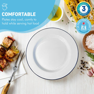 24cm White Enamel Dinner Plate | Enamel plate | Single plate | Traditional dinner plate | Kitchen plate for pies, sides and dinner | 24cm