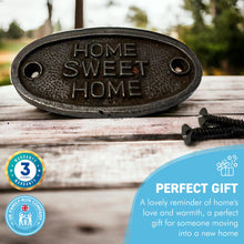 Load image into Gallery viewer, Cast Iron Antique Style HOME SWEET HOME PLAQUE SIGN | New Home | Home sweet home signs | Home signs quote | 7cm x 3cm