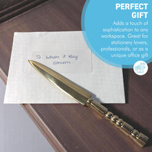 Load image into Gallery viewer, Brass Letter Opener with decorative brass handle, Envelope Opener for school, home, or office use