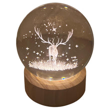 Load image into Gallery viewer, 3D Crystal Ball Night Light USB Lamp, Ludosphere Reindeer Design, Perfect for Home Decor, Gifts, and Mood Lighting