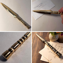 Load image into Gallery viewer, Brass Letter Opener with decorative brass handle, Envelope Opener for school, home, or office use