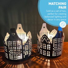 Load image into Gallery viewer, Set of 2 black & silver Tealight Holders,  stylish home decor