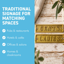 Load image into Gallery viewer, The Polished Brass Ladies & Gents Signs – A Matching Pair of Cast Brass Toilet Door Plaques