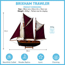 Load image into Gallery viewer, Brixham Trawler Model Yacht,  Detailed Replica of Classic Fishing Boat, Perfect for Nautical Decor and Collectors