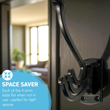 Load image into Gallery viewer, Four-way Folding Coat Hook | Black Swivel Hook