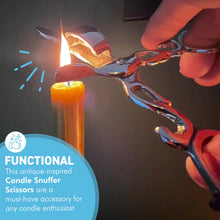 Load image into Gallery viewer, Polished Silver Nickel Candle Snuffer Scissors, elegant home decor accessory