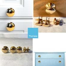 Load image into Gallery viewer, Cherema Brass Knob | Set of 4 door knobs | Brass cupboard knobs | Cabinet hardware | Antique brass cupboard handles | Cupboard door handles | 30mm