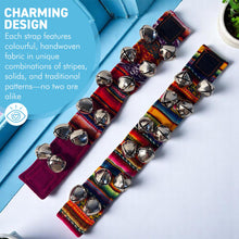Load image into Gallery viewer, 2 x Peruvian style Wrist Bells with colourful strap, Handcrafted Percussion Instruments