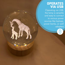 Load image into Gallery viewer, 3D Crystal Ball Night Light USB Lamp with Giraffe Design, Ludosphere LED Mood Lighting for Home, Bedroom, or Office Decor