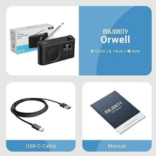 Load image into Gallery viewer, Majority Orwell Portable Bluetooth DAB, DAB+ Radio | Rechargeable Battery or USB-C Cable Powered | 12 Hour Playback, LED Display, Headphone Jack | Dual Alarm, FM, 40+ Presets | MAJORITY Orwell