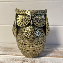 Load image into Gallery viewer, Handcrafted 13 cm Golden Owl Figurine - Polystone Collectible Ornament for Home Decor