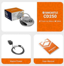 Load image into Gallery viewer, Portable Bluetooth CD Boombox with FM radio | CD, CD-R, CD-RW | 30 Presets | Easy Controls, LED Display, Headphone Jack | OAKCASTLE CD250 (Grey)