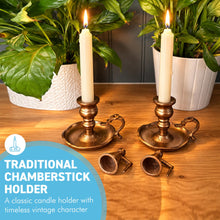 Load image into Gallery viewer, Pair of Wee Willie Winkie Chambersticks – Brass with Snuffers