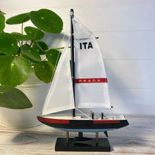 Load image into Gallery viewer, Americas Cup Model Yacht | Sailing | Yacht | Boats | Models | Sailing Nautical Gift | Sailing Ornaments | Yacht on Stand | 23cm (H) x 16cm (L) x 3cm (W)