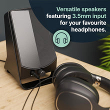 Load image into Gallery viewer, Majority Compact REFURBISHED COMPUTER SPEAKERS | Headphone Jack | One-Touch Audio Controls |10 Watt Active Stereo Sound for Music, Gaming, & Movies DX10