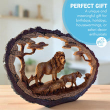 Load image into Gallery viewer, 𝗟𝗜𝗢𝗡 𝗙𝗔𝗠𝗜𝗟𝗬 𝗢𝗥𝗡𝗔𝗠𝗘𝗡𝗧, Resin Wood Effect Wildlife Figurine, Collectible Home Decor Gift
