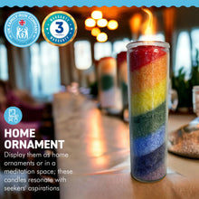 Load image into Gallery viewer, SCENTED RAINBOW CHAKRA CANDLE | Perfect for Relaxation, Yoga, Meditation &amp; Aromatherapy | Meditation - Mindfulness - Spiritual - Holistic | Honey suckle and Cedar scented | 21cm tall with 100 hour burn time
