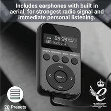 Load image into Gallery viewer, Majority Petersfield Go 2 Pocket Portable Radio, DAB radio with USB Charging | Headphones Included, Lockable Buttons, 20 Presets | DAB+ Radio Pocket Radio, Running Radio