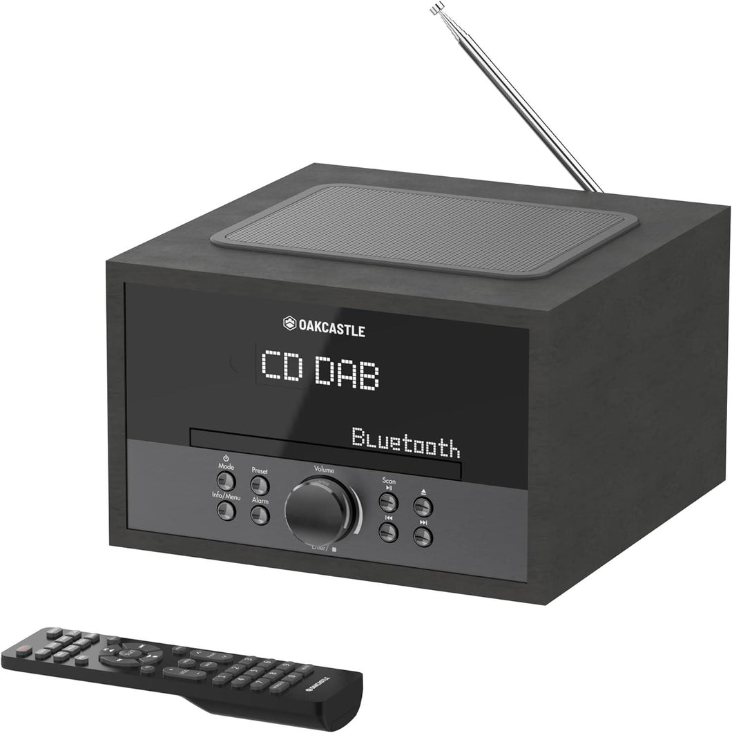 CD Player, DAB+ and FM Bluetooth Radio | CD Players for Home - DAB Radio Mains Powered Hifi System with Inbuilt Speaker, USB, AUX, 3.5mm Jack and Remote Control | Oakcastle DAB400 CD-Player